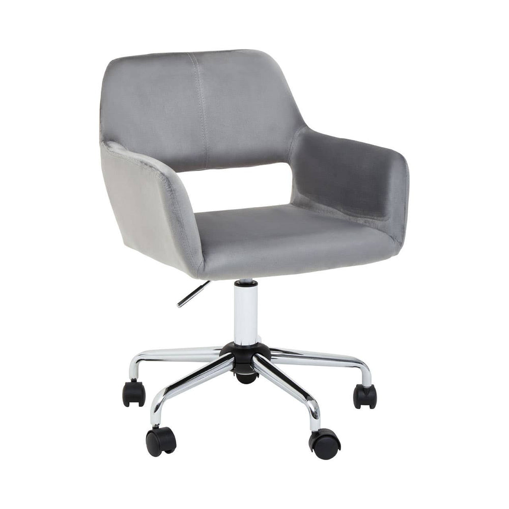 Luxe Grey Velvet Office Chair