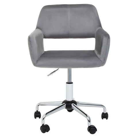 Luxe Grey Velvet Office Chair
