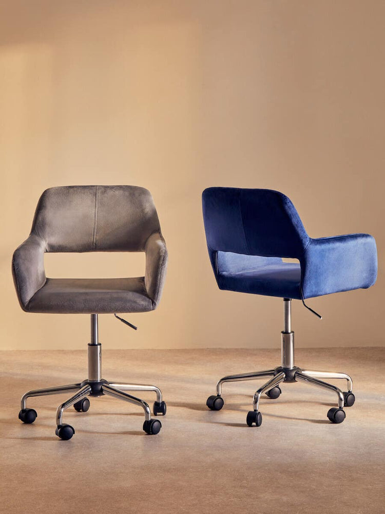 Luxe Grey Velvet Office Chair
