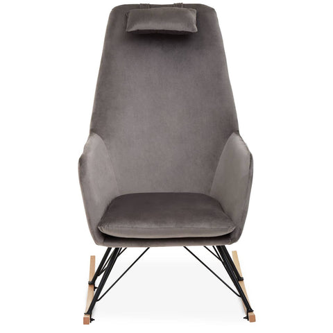 Plush Grey Velvet Rocker