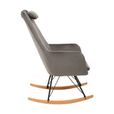 Plush Grey Velvet Rocker