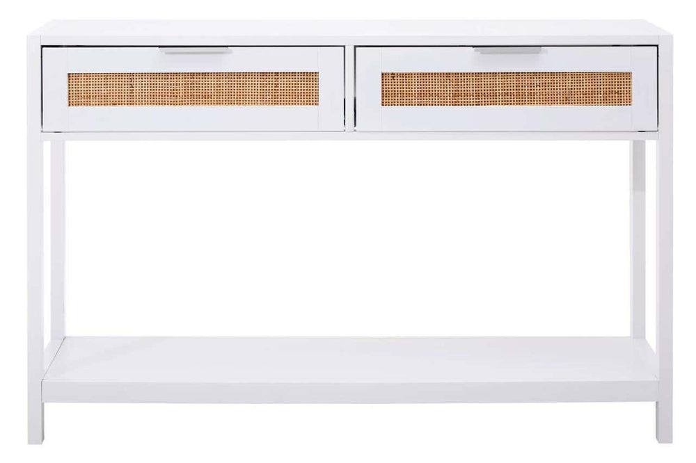 Whitewash Rattan Console Table