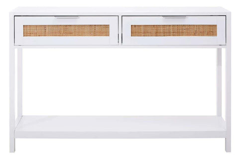 Whitewash Rattan Console Table