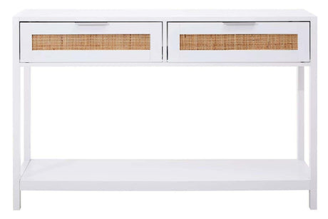 Whitewash Rattan Console Table