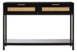 Rattan Accent Black Console Table
