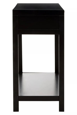 Rattan Accent Black Console Table
