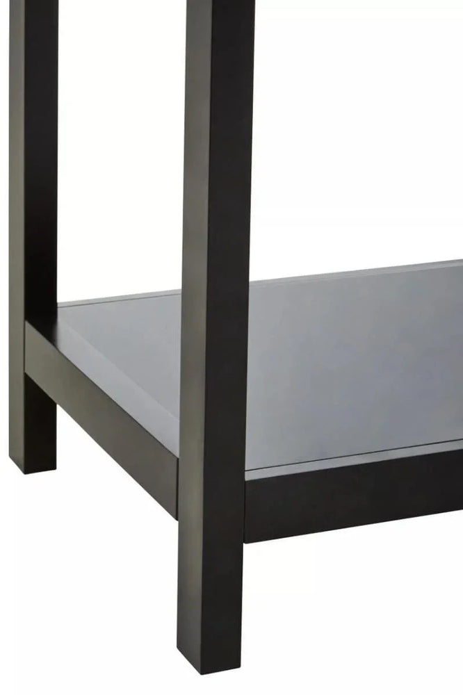 Rattan Accent Black Console Table