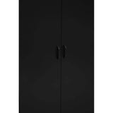 Black wardrobe doors with vertical handles, minimal modern bedroom furniture design