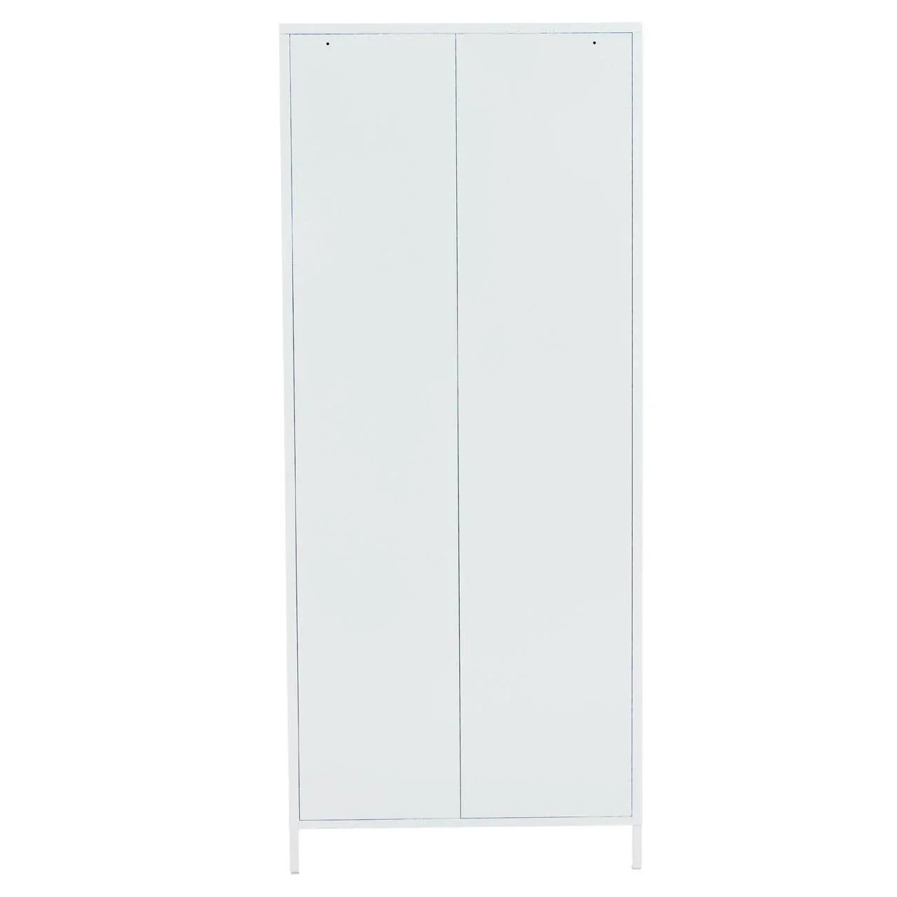 White two-door wardrobe with minimalist design and sleek finish, front view