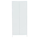 White two-door wardrobe with minimalist design and sleek finish, front view