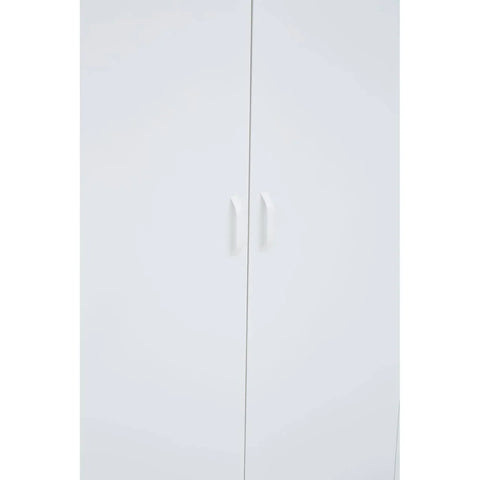 White wardrobe with double doors and modern handles, front view
