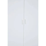 White wardrobe with double doors and modern handles, front view