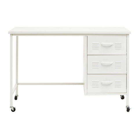White Metal Desk with Drawers