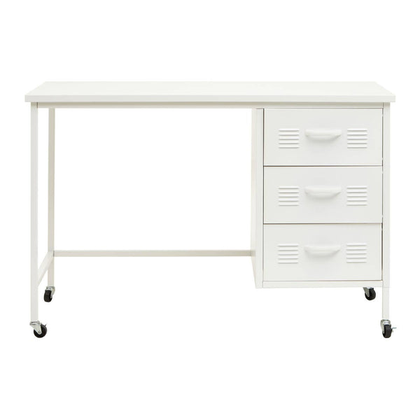 White Metal Desk with Drawers