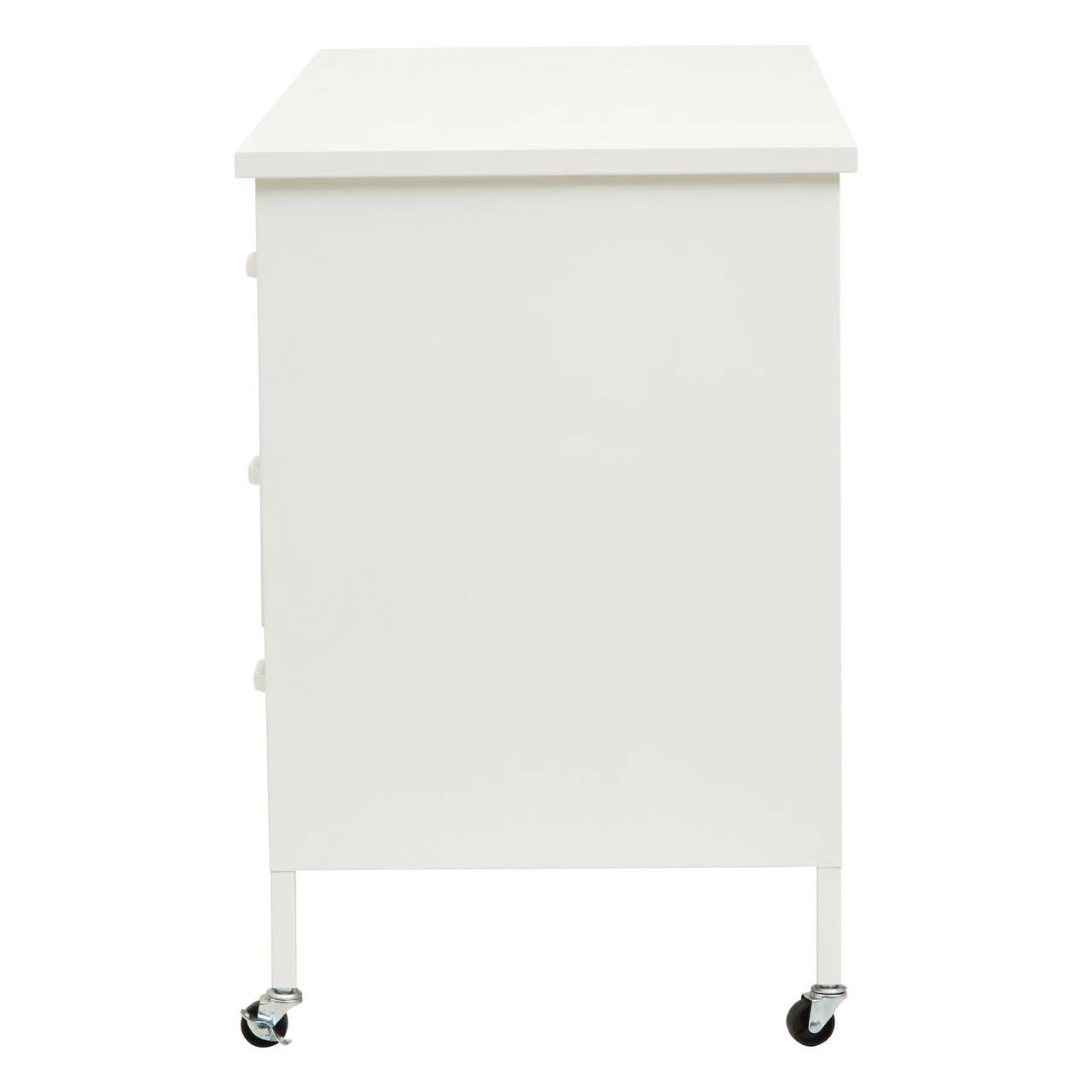 White Metal Desk with Drawers