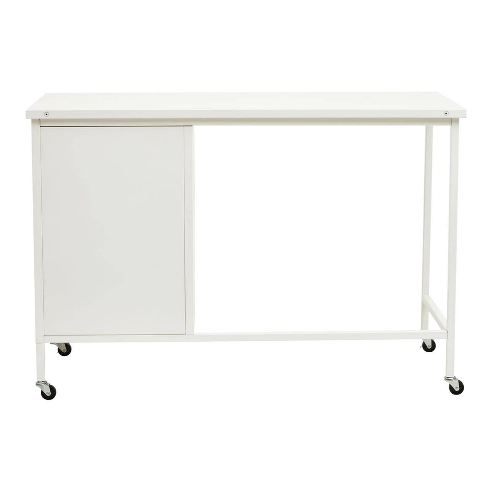 White Metal Desk with Drawers