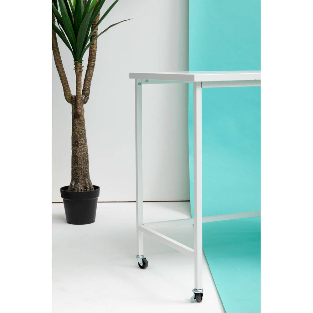 White Metal Desk with Drawers