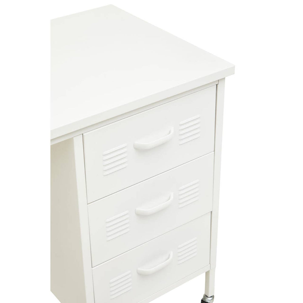 White Metal Desk with Drawers