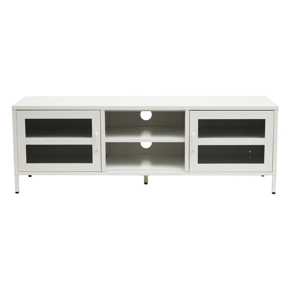 Sleek Metal Glass Media Console