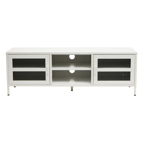 Sleek Metal Glass Media Console