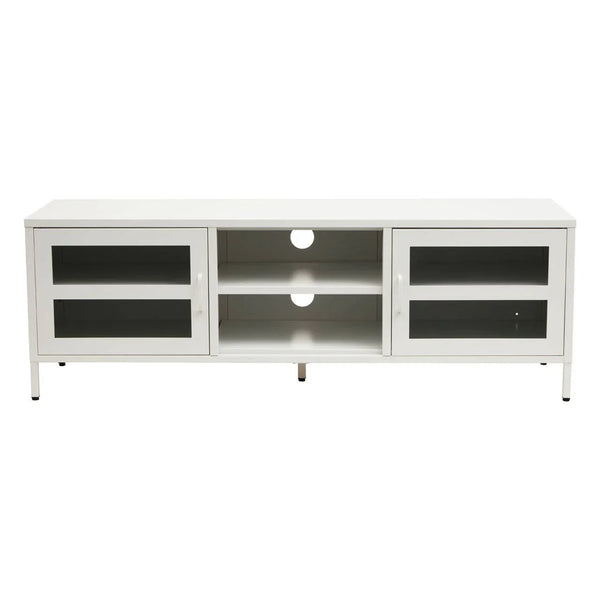 Sleek Metal Glass Media Console