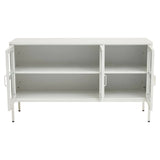 White Metal Sideboard with Glass Doors - Stylish Storage Solution