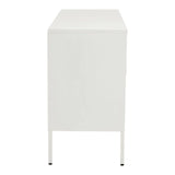 White Metal Sideboard with Glass Doors - Stylish Storage Solution