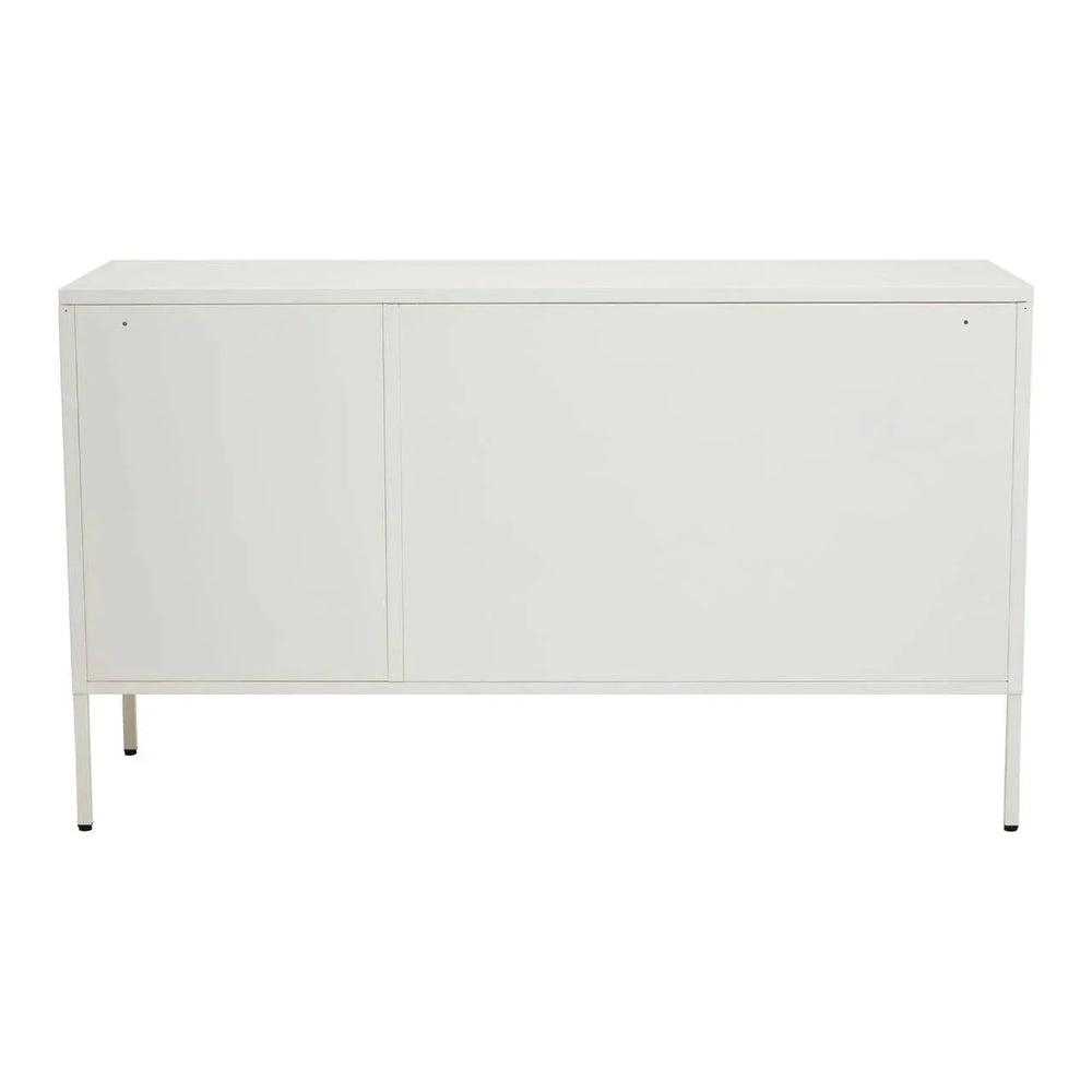 White Metal Sideboard with Glass Doors - Stylish Storage Solution