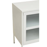 White Metal Sideboard with Glass Doors - Stylish Storage Solution