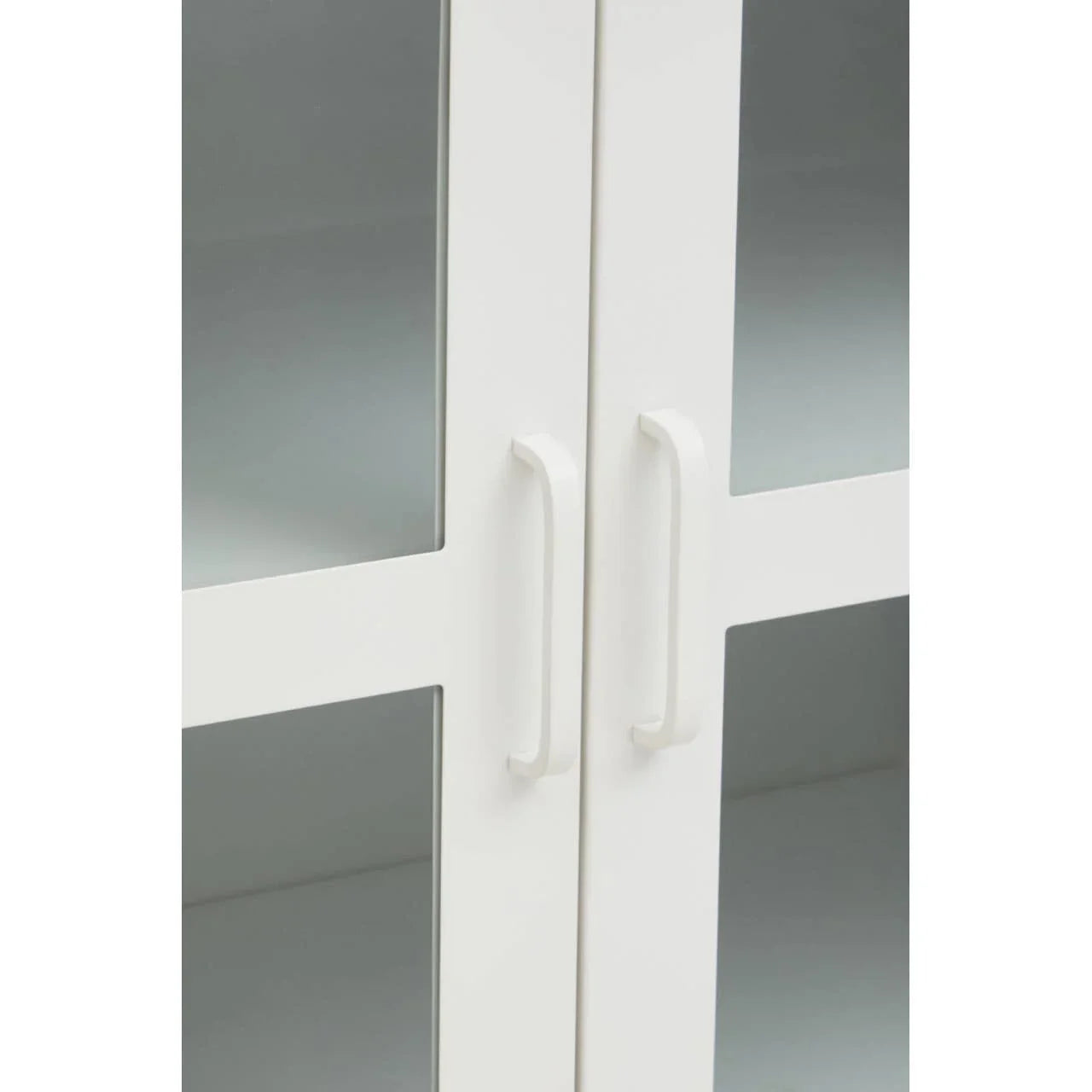 White Metal Sideboard with Glass Doors - Stylish Storage Solution