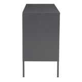 Grey Metal Sideboard with Glass Doors and Adjustable Shelves