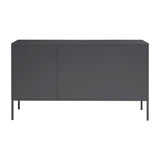 Grey Metal Sideboard with Glass Doors and Adjustable Shelves