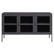 Grey Metal Sideboard with Glass Doors and Adjustable Shelves