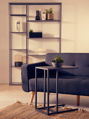 Black Metal C-Shaped Side Table