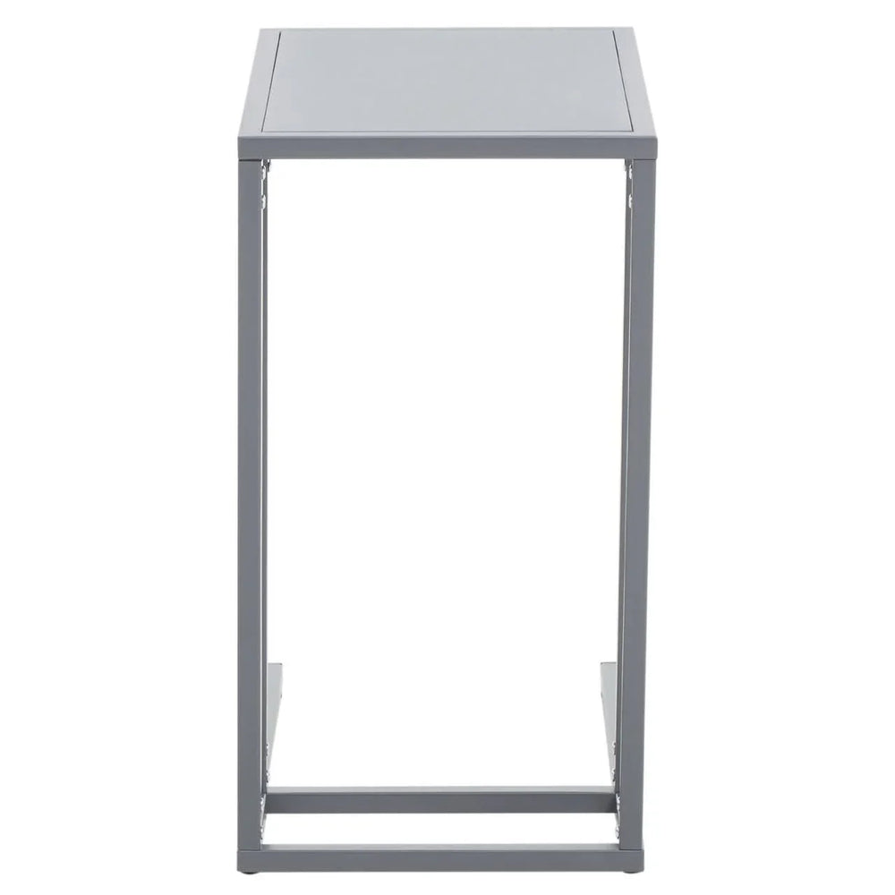 Grey Metal C-Shaped Side Table