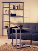 Grey Metal C-Shaped Side Table