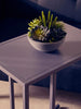 Grey Metal C-Shaped Side Table
