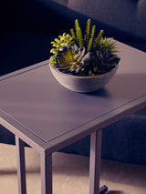 Grey Metal C-Shaped Side Table