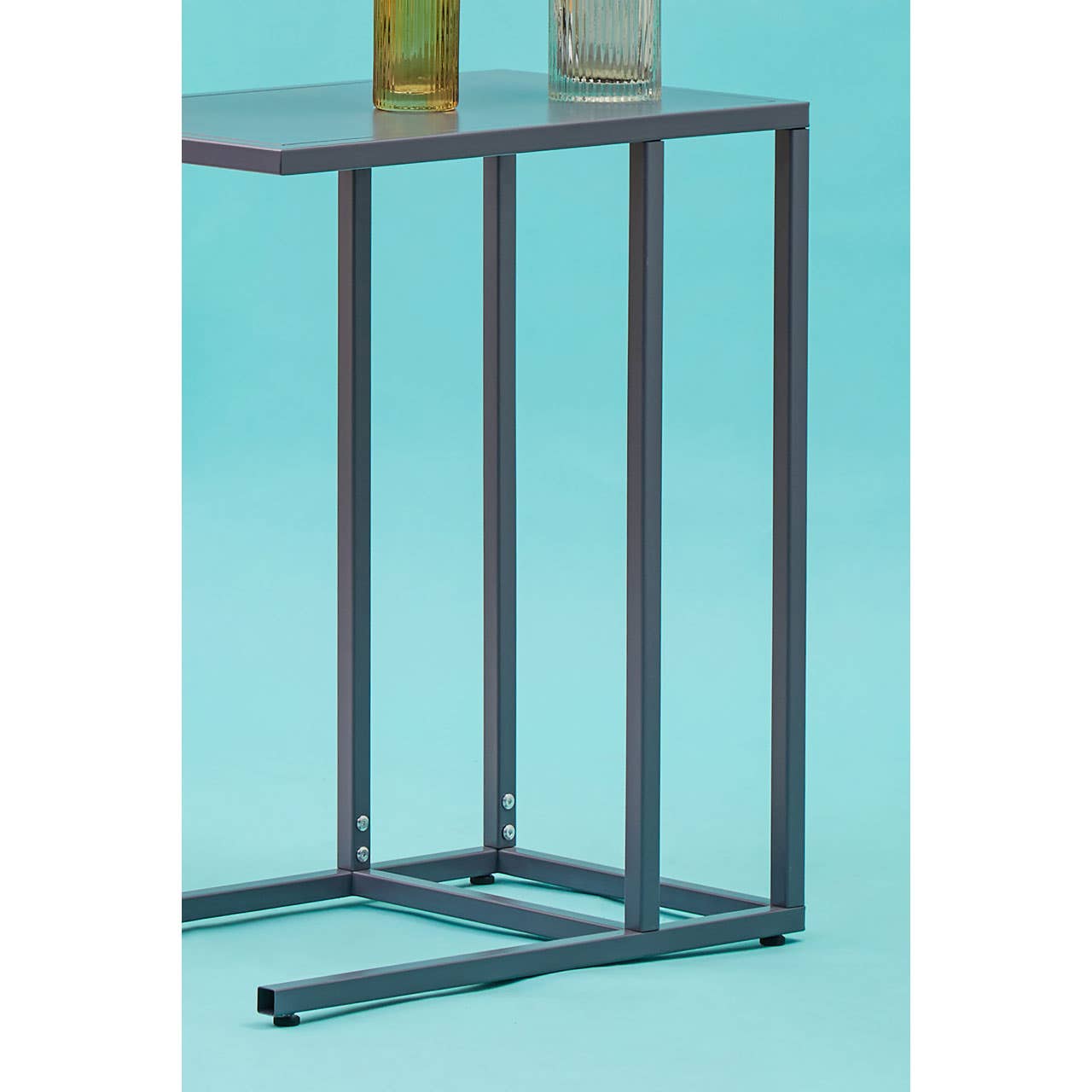 Grey Metal C-Shaped Side Table