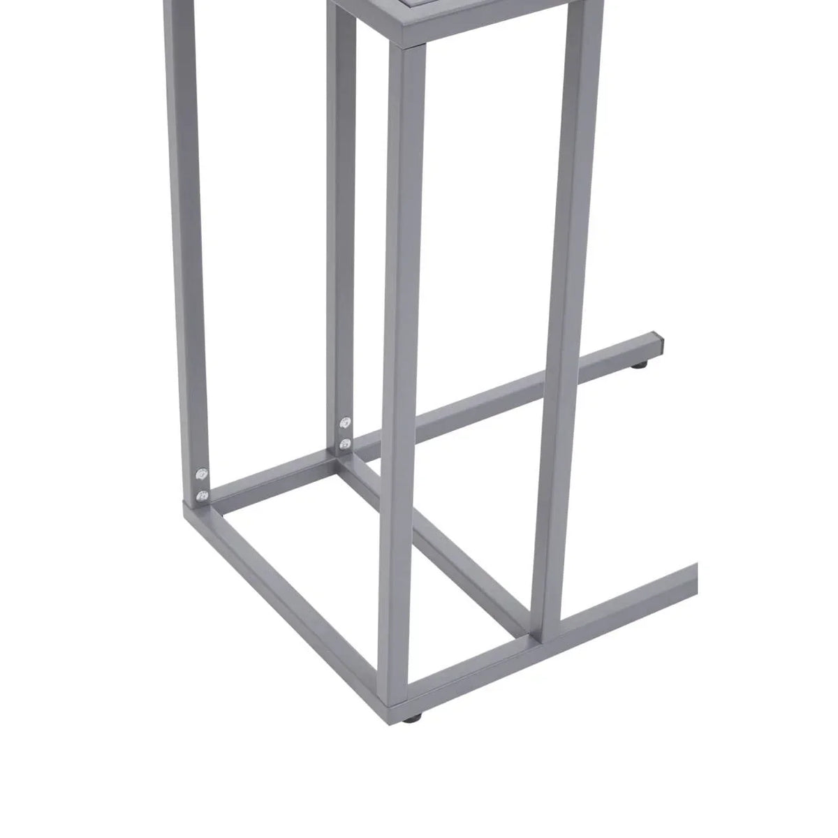 Silver metal table legs with square frame and crossbar support