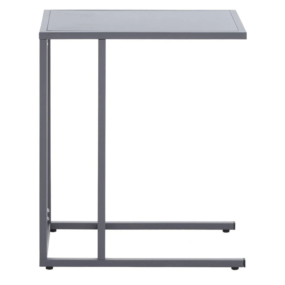 Grey Metal C-Shaped Side Table