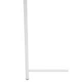 Round side table with a sleek white metal frame, featuring a minimalist design and a sturdy base for stability. The table has a smooth surface and a modern aesthetic, suitable for various home decor styles