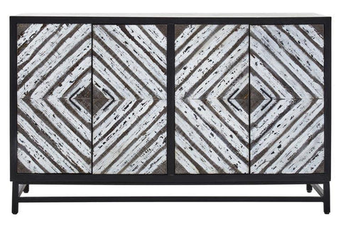 Lombok Wood Sideboard with Geometric Doors Stylish Storage Solution