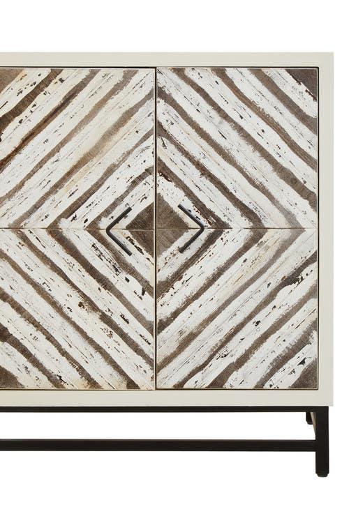 Lombok Wood Pattern Door Sideboard - Geometric Elegance