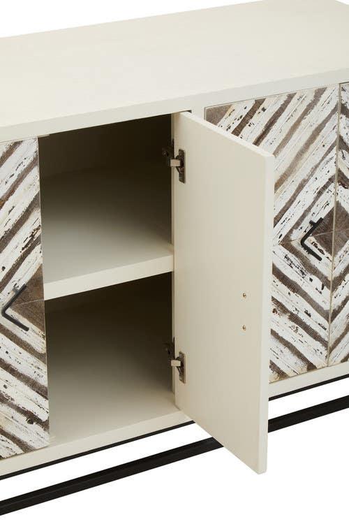 Lombok Wood Pattern Door Sideboard - Geometric Elegance