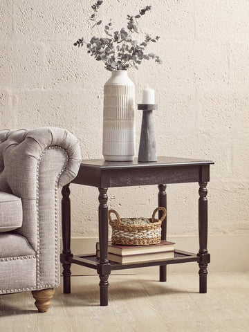 Antique Black Cane Side Table