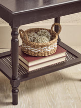 Antique Black Cane Side Table