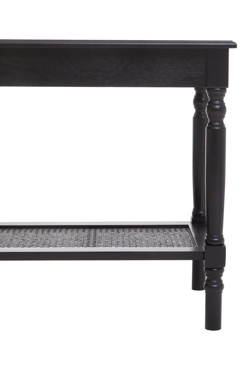 Antique Black Cane Side Table