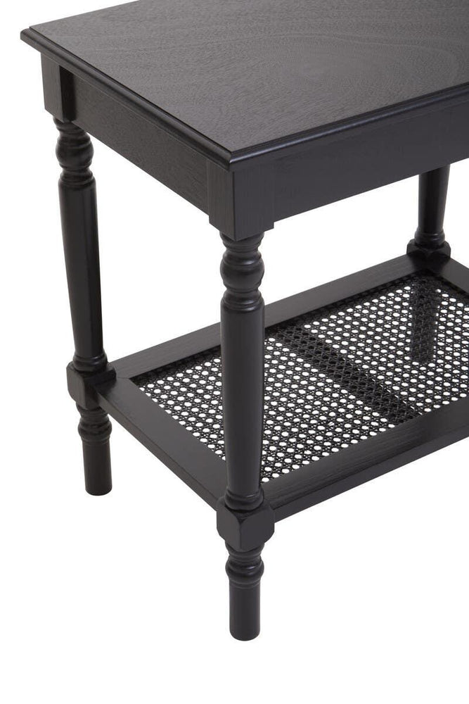 Antique Black Cane Side Table