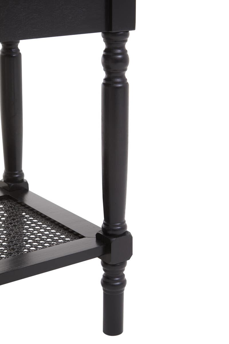 Antique Black Cane Side Table